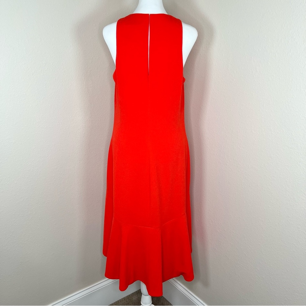 Trina Turk PETAL Lady Bug Coral Red Orange Crepe Sleeveless Keyhole Dress Sz 6 - Picture 12 of 16